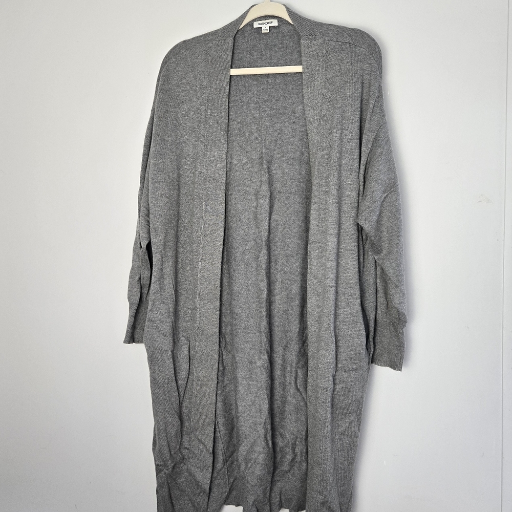 Gray Open Front Cardigan